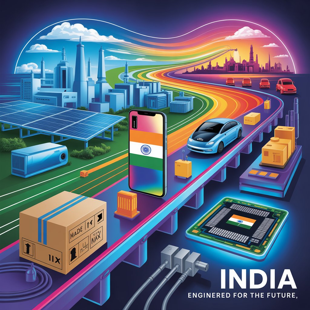 Make in India: India’s manufacturing growth across smartphones, EVs, semiconductors and exports.